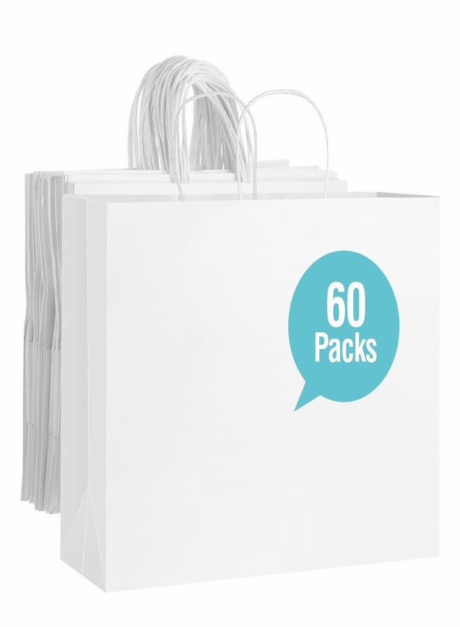 woric 60 PCS White Paper Bags with Handles, Large Gift Bag 16 x 6 x 12 inch White Gift Bag Bulk Shopping Bags for Gift Grocery Small Business - Image 1
